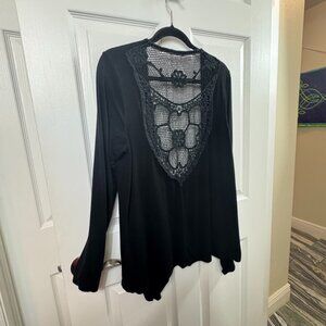 Black Cover, Light Sweater with Decorative Lace Back, Torrid Size 1
